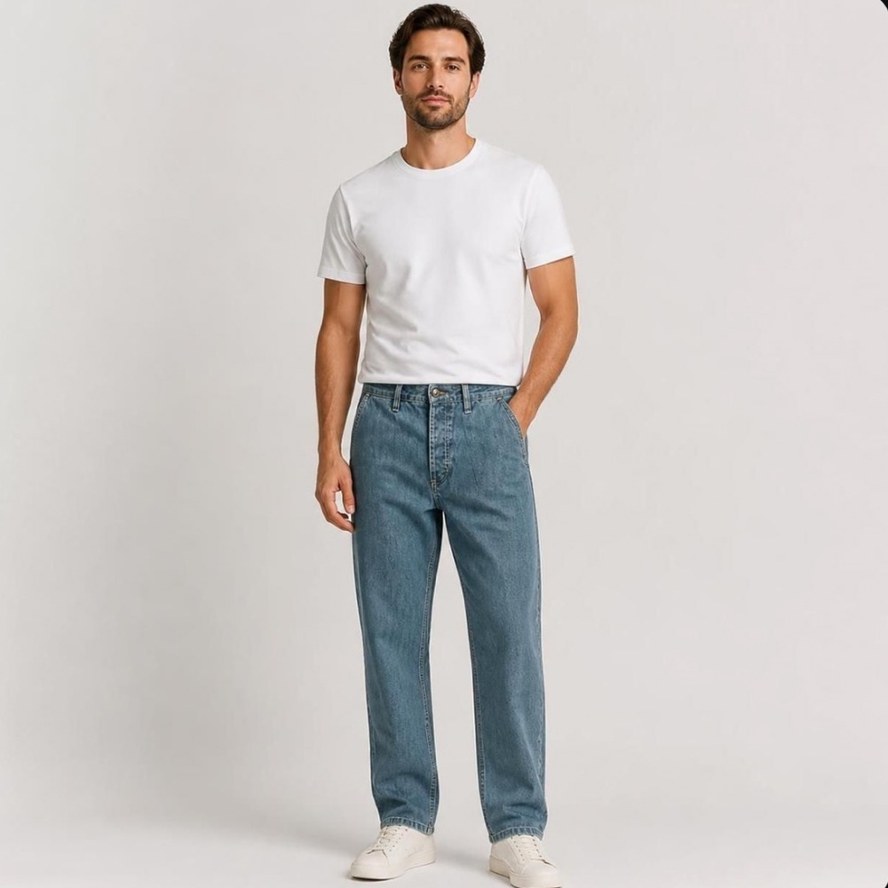 Topman Vintage Skinny Chino Mens Light Wash Denim Pants Size 34R